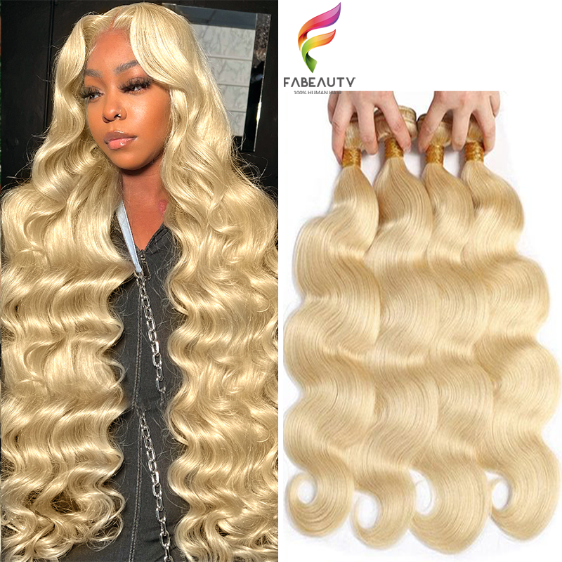 Honey Body Wave 613 Blonde Color Remy Hair Weave 1/3/4 Bundles 10 To 40 Inch Double Draw Extension Brazilians Human Hair Bundles