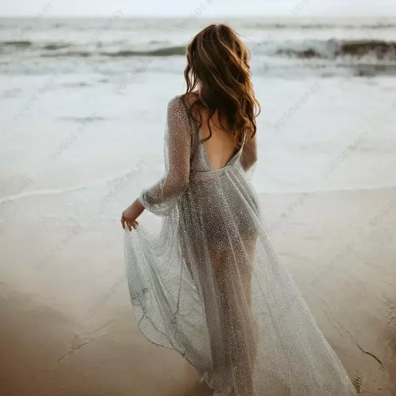 Sukienka fotograficzna ciążowa Baby Shower Maxi koronkowa wakacje zdjęcie plaży strzelać do długich rekwizytów ciążowych