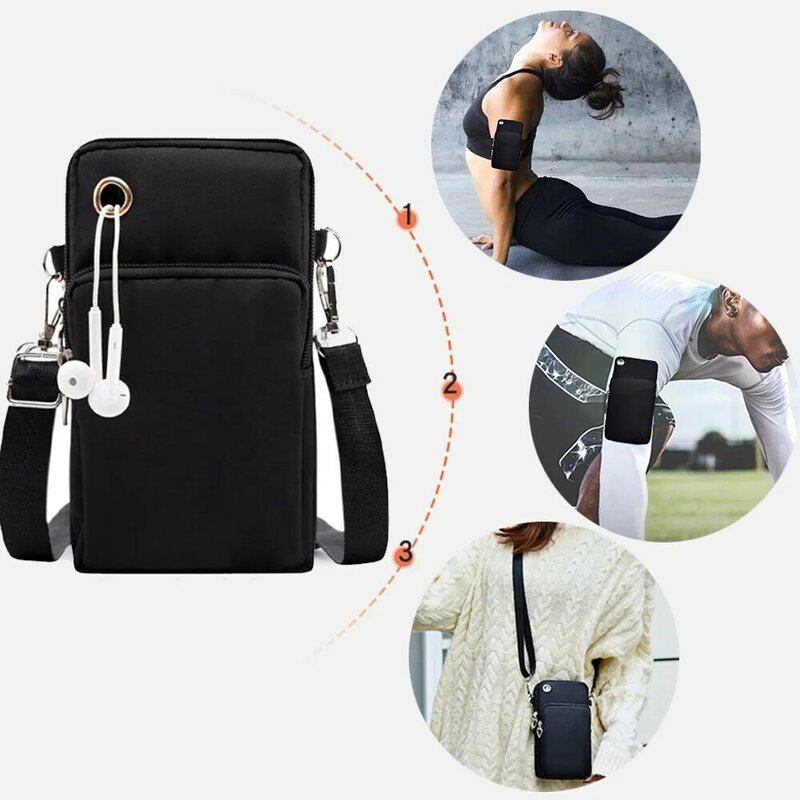Mobile Phone Bag Universal Xiaomi Huawei Shoulder Cross-body Package Butterfly Pattern Women Sport Pouch Unisex Arm Wrist Bags