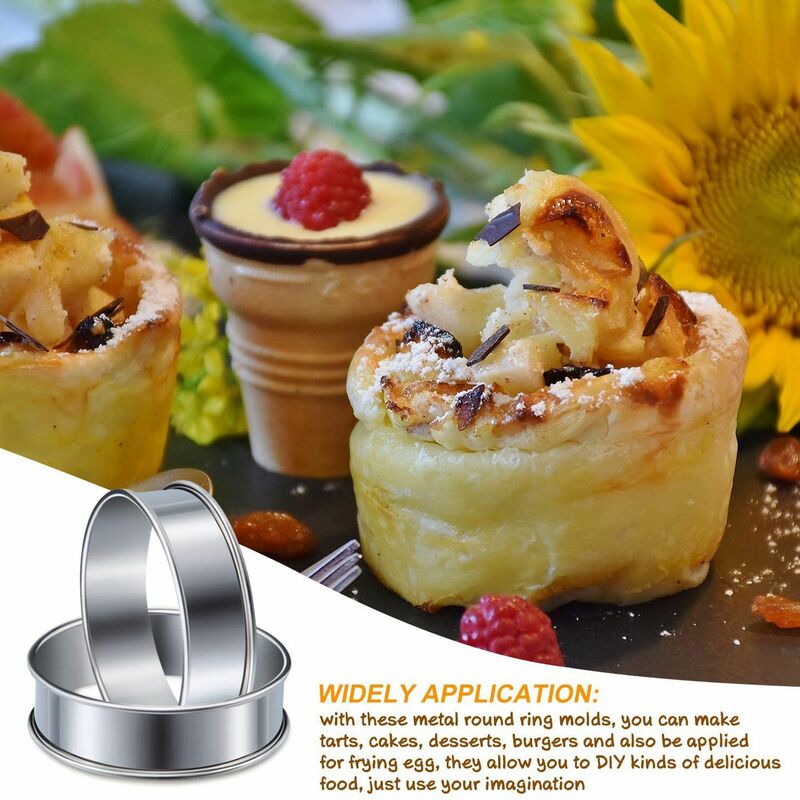 6 Stück Muffin Torten ringe doppelt gewalzter Torten ring Edelstahl Muffin ringe Metall runde Ringform für die Lebensmittel herstellung