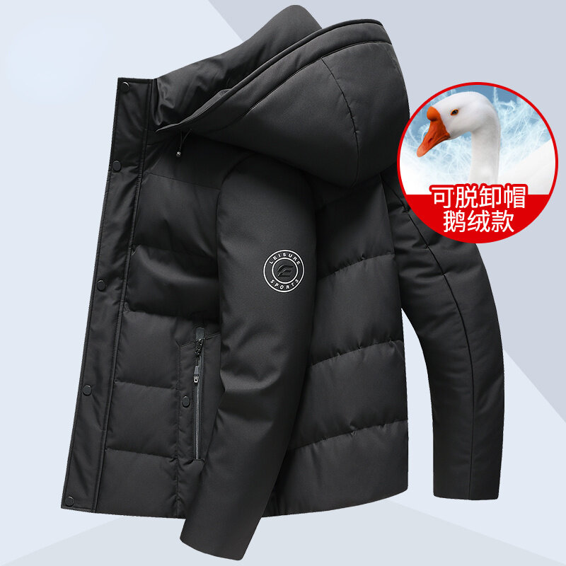 Jaqueta casual de ganso com capuz curto masculino, casacos de inverno, marca de luxo, alta qualidade, roupas coreanas, novo, 2023