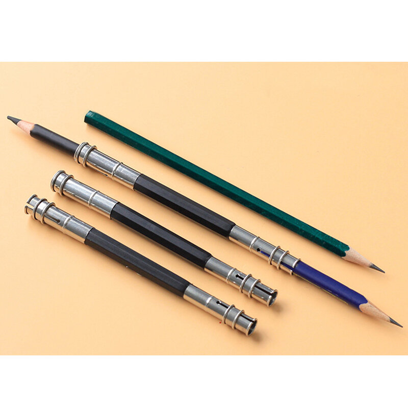 5Pcs/set Stainless Steel Double-ended Metal Pencil Extender Multi-purpose Pencil Extender Pen Clip Pencil Case 2 Colors Optional