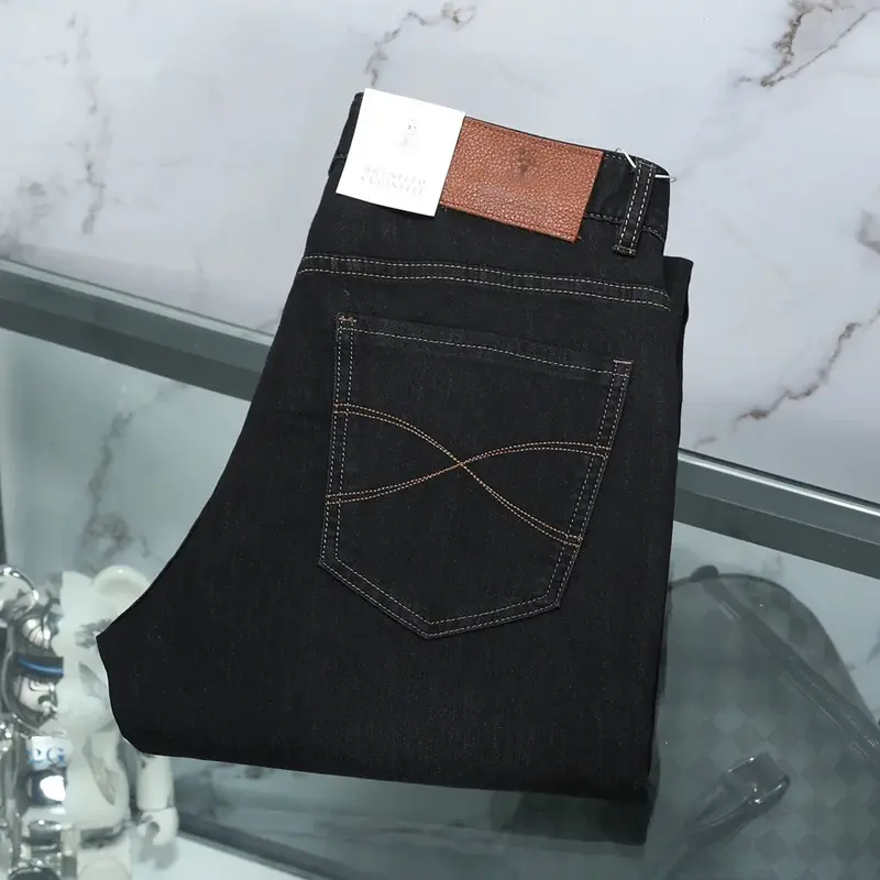 Miliarder BLSK CPRT Jeans cienka bawełna mężczyzn 2024 wiosna lato nowy elastyczny modny haft duży rozmiar 29-40 proste długie spodnie