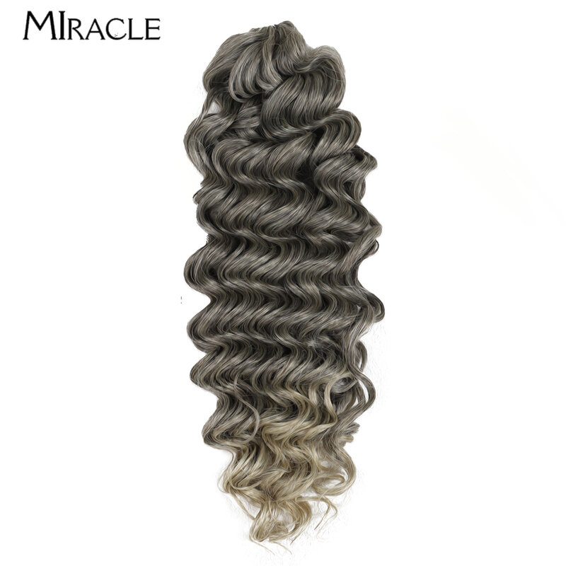 MIRACLE 30‘’ 70CM Water Wave Crochet Hair Extensions Synthetic Braiding Hair Deep Wavy Ombre Blonde Braids Fake Hair