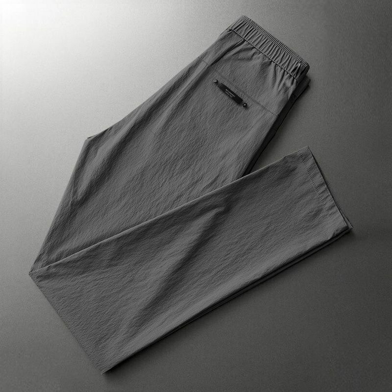 2024 Summer Men's New Patchwork Elasticized Drawstring Pocket Fashion Solid Color Comfortable Slim Fit Versatile Casual Pants