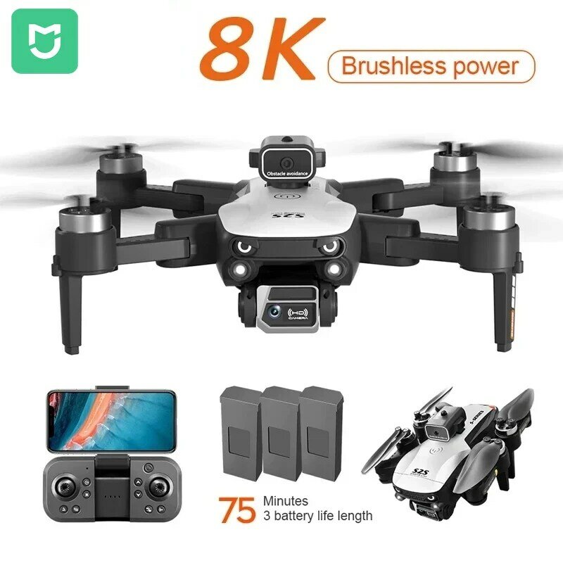 MIJIA S2S Drone Mini kamera 4k 8K HD, mainan anak Quadcopter Rc lipat Motor tanpa sikat, fotografi udara penghisap debu