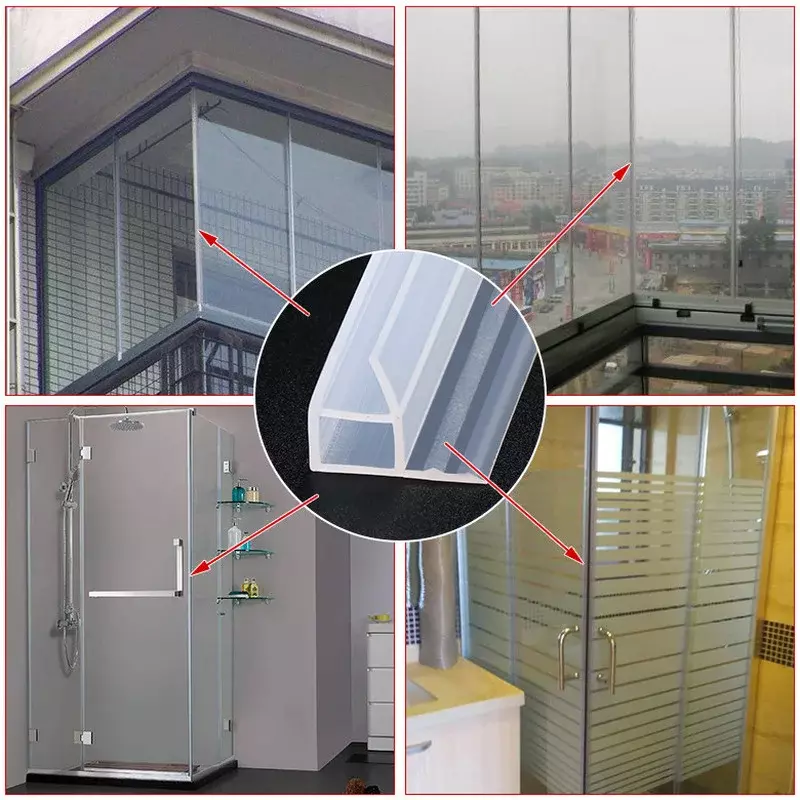 Уплотнительное стекло для душа и дверей, 5 м, h/F/U-образное, резиновое, 6, 8, 10/12 мм, для уплотнений стекла