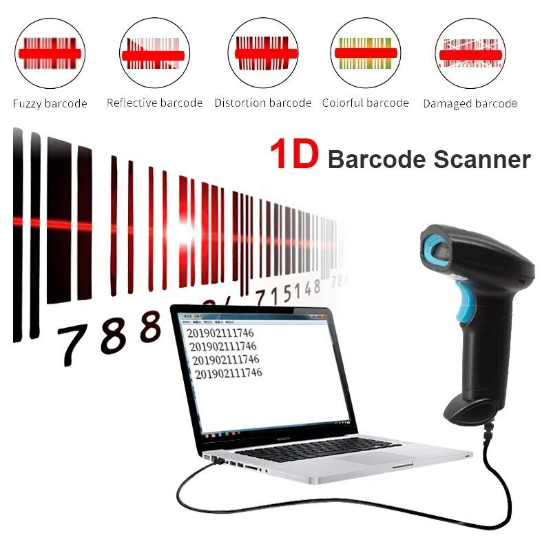 Universele Handheld Ccd Bedraad 1d Ean Upc Barcode Scanner Data Collector Barcode Lezer U1c Voor Magazijn Logistiek Beheer