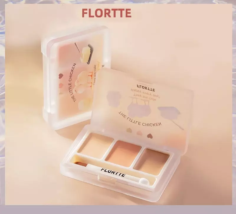FLORTTE 3 colori Cute Animal Series Concealer Palette Cove Concealer Cream Brighten Lasting Moisturizing Beauty