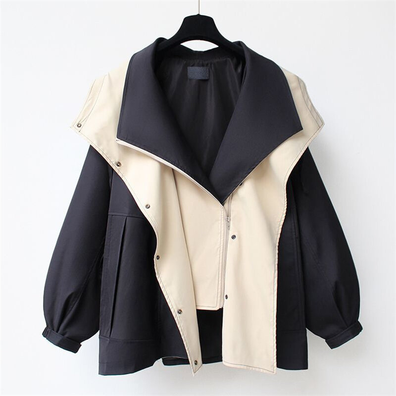Women's Trench Coat 2024 New Korean Spring Autumn High Quality Long Sleeve Loose Female Windbreaker Outerwear Tops 4XL