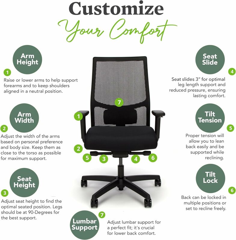 Эргономичное кресло для компьютера-синхронное откидывание, поддержка поясницы, вращающееся колесо для руководителя-серый