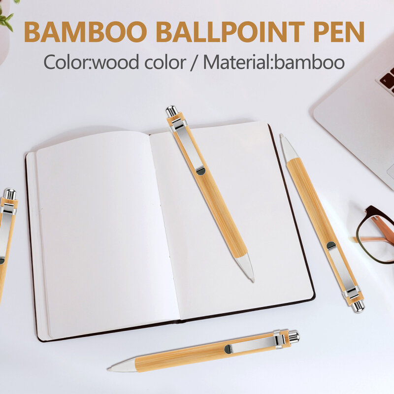 100 pz/lotto penna a sfera in bambù penna a contatto stilo forniture per ufficio e scuola penne e forniture per la scrittura regali-inchiostro blu