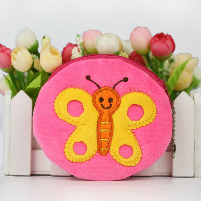 1Pc 10CM kreatywny pluszowa portmonetka animowany owad uroczy motyl pluszowa portmonetka klucz do torebki torba prezent urodzinowy dla dziecka portfel
