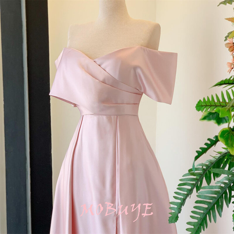 MOBUYE 2024 Popular Off The Shoulder Prom Dress Ankle-Length With Short Sleeves Evening Fashion Elegant Party Dress For Women