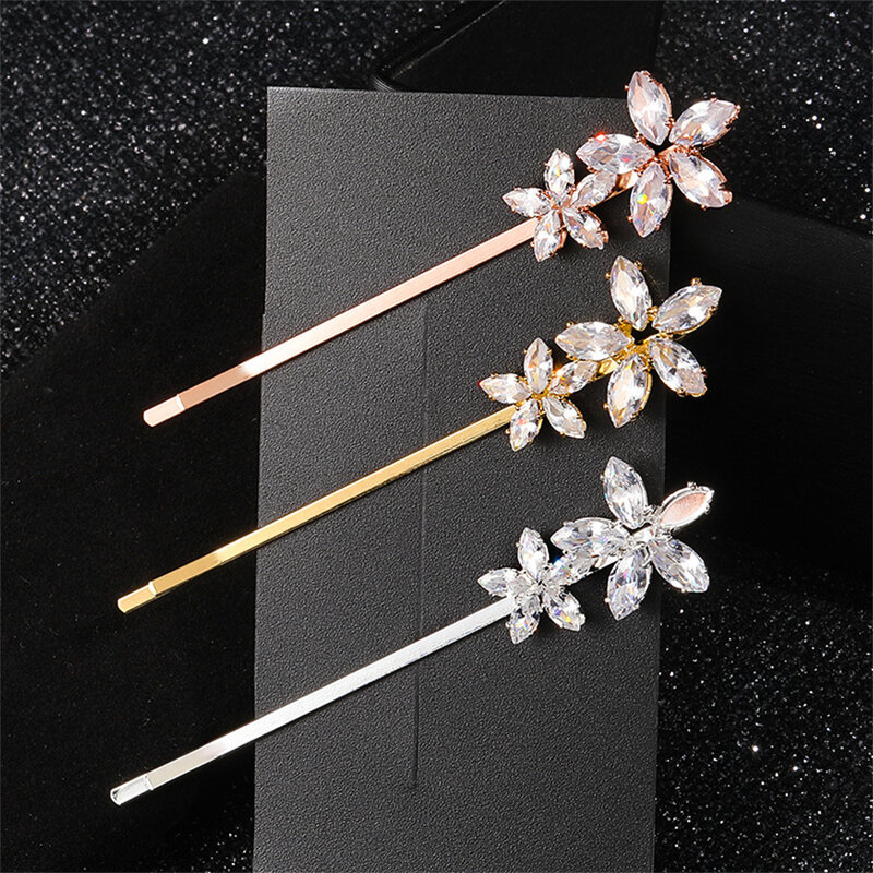 New Girl Fashion Cubic Zirconia Leaf Hair Clips For Women Accessories Bridal Wedding Hair Jewelry Party Bride Headpiece Gift