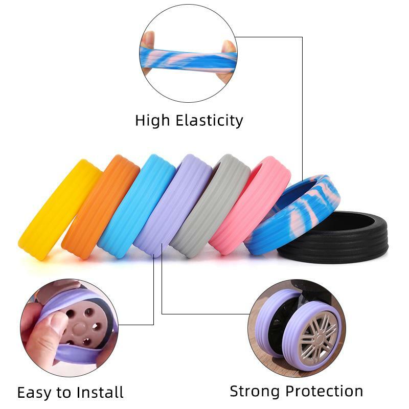 4PCS Silicone Luggage Wheels Protector for Suitcase Wheels Caster Shoes Reduce Noise Luggage Wheels Cover Castor Accessory
