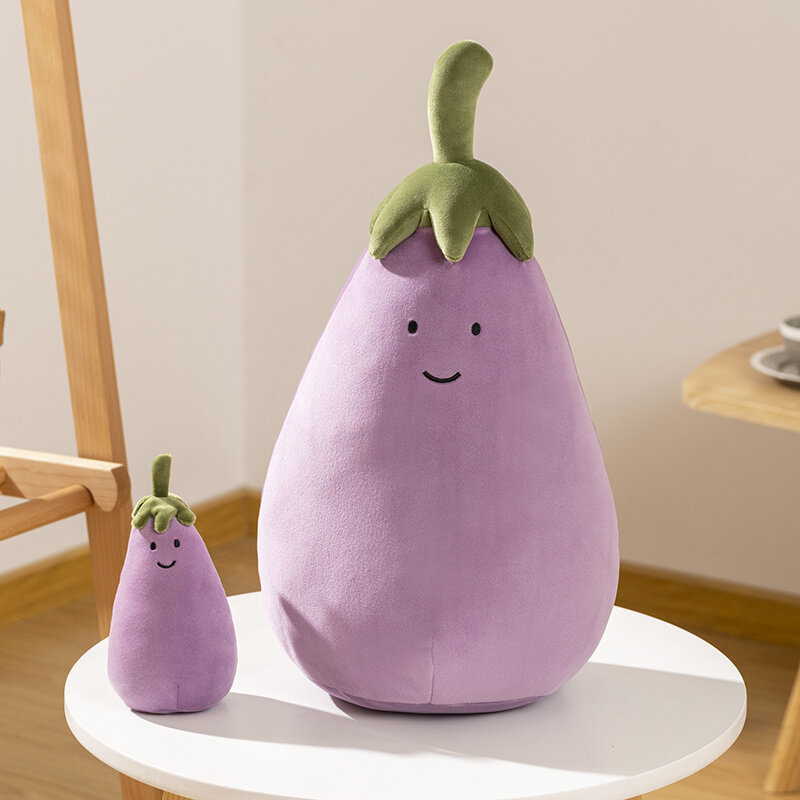 Creative Cute Smile Face Vegetable Eggplant Plush Toys Cartoon Stuffed Plant Soft  Baby Appease Doll for Kids Birthday Xmas Gift