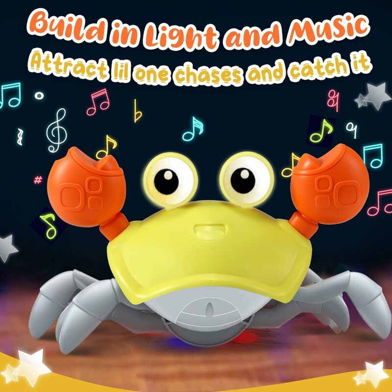 Inoling-Jouet coule crabe pour bébé, course à pied, évasion, prise électronique, musique et lumière, phtalmobile, tout-petit, 0-6, 12-18, 36 mois