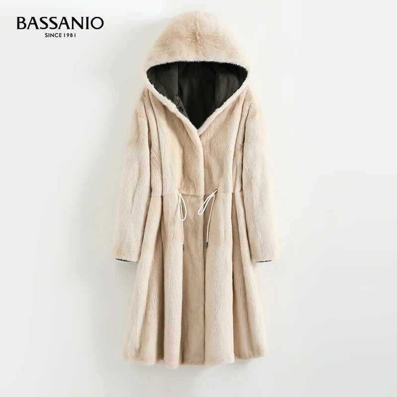Abrigo largo con capucha Reversible para mujer, abrigo de piel de visón cálido para invierno, novedad