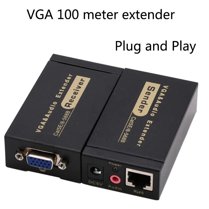جهاز إرسال واستقبال موسع VGA ، مضخم صوت VGA إلى RJ45 ، دعم مسجل فيديو رقمي ، قرص صلب ، HD ، كابل ثلاثي الأبعاد ،