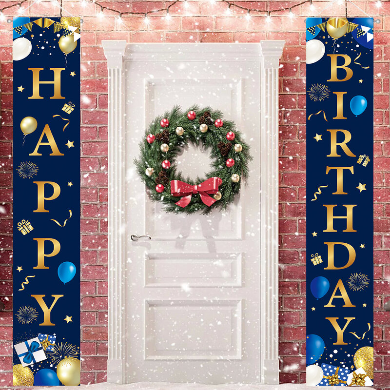 Pancarta de puerta de feliz cumpleaños dorada, decoración de fiesta de cumpleaños, decoración de puerta de feliz cumpleaños para el hogar, recuerdos de cumpleaños para adultos, 30x180cm
