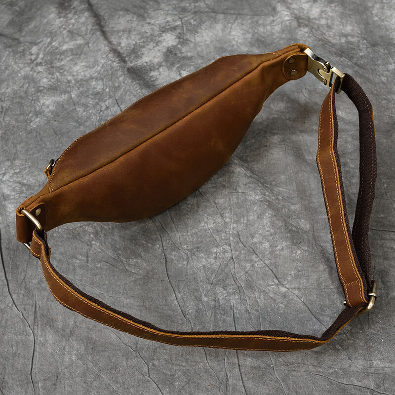 Genuine Crazy Horse Leather Waist Packs For Men mini Travel Fanny Pack Belt bag Male Small Waist Bag Phone Pouch Men Summer bag