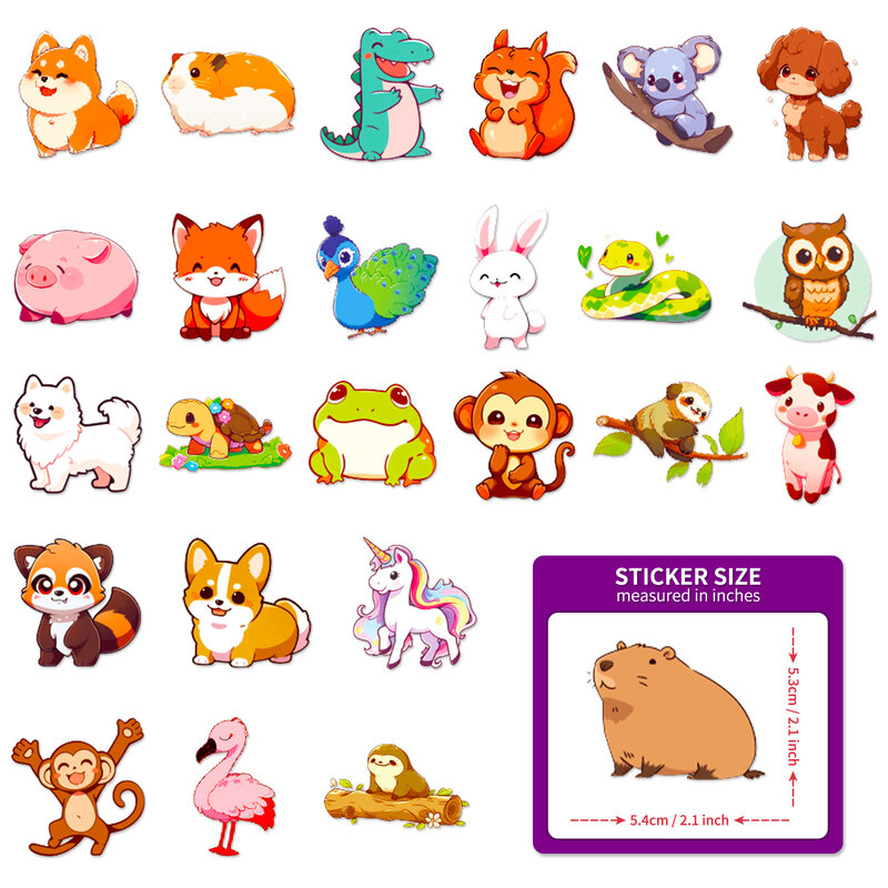 50Pcs Cartoon Mini Animal Series Graffiti Stickers Suitable for Laptop Helmet Desktop Decoration DIY Sticker Toys