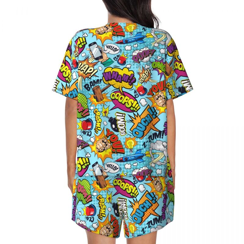 Pijama con estampado personalizado de superhéroes para mujer, conjunto de ropa de dormir de manga corta con estampado de película de Anime, cómic, ropa de dormir, 2 piezas