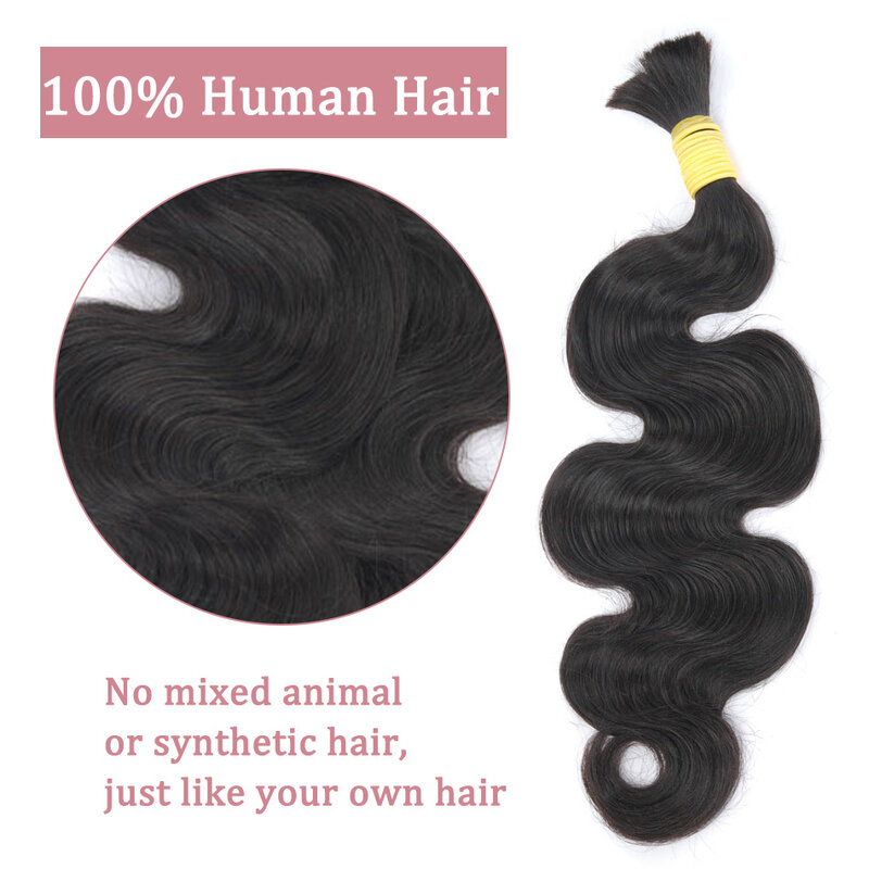 Extensiones de cabello humano brasileño 100 Remy para mujer, extensiones de cabello ondulado a granel, de Color Natural, 50G y 100% G