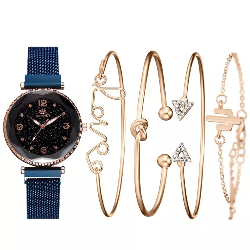 女性のための魅力的なクォーツ腕時計、女性のブレスレットスイート、ステンレス製の星空の時計、ファッション