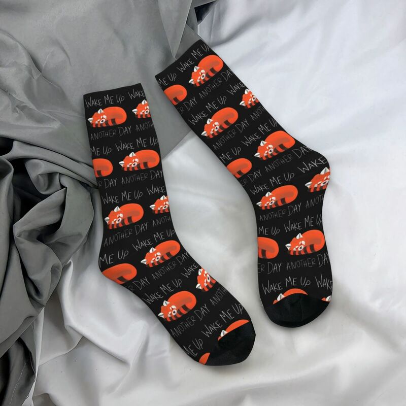 Wake Me Up Another Day Red Panda Socks Harajuku Sweat Absorbing Stockings All Season Long Socks Accessories for Unisex