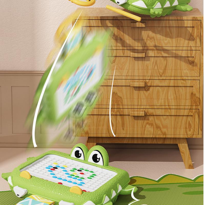 Doodle Board For Kids Kid's Cartoon Magnetic Crocodile Doodle Board Pen Holding Training Montessori Toy For Home School Travel