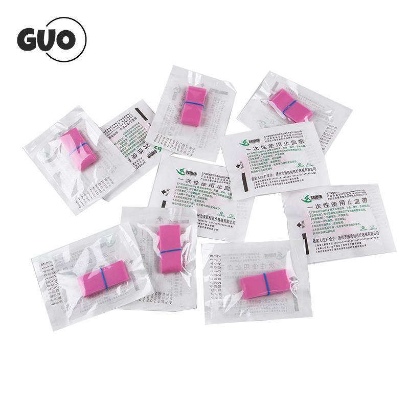 Kit de primeros auxilios con correa elástica rosa, torniquete desechable de goma médica, 10 unids/set