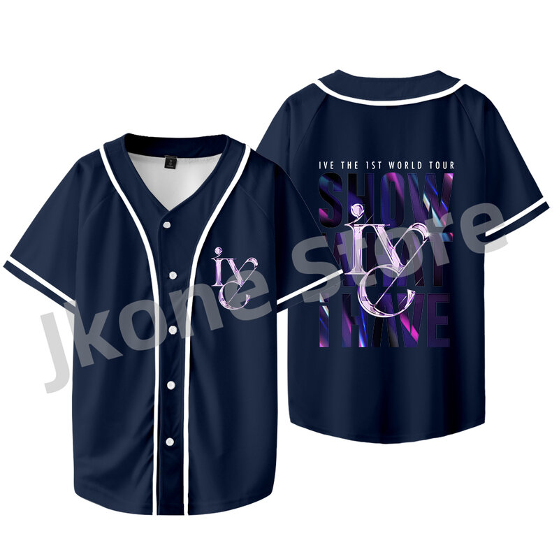 Camiseta de manga curta com logotipo IVE para homens e mulheres Tour Merch, jaqueta de beisebol casual estilo KPOP, moda