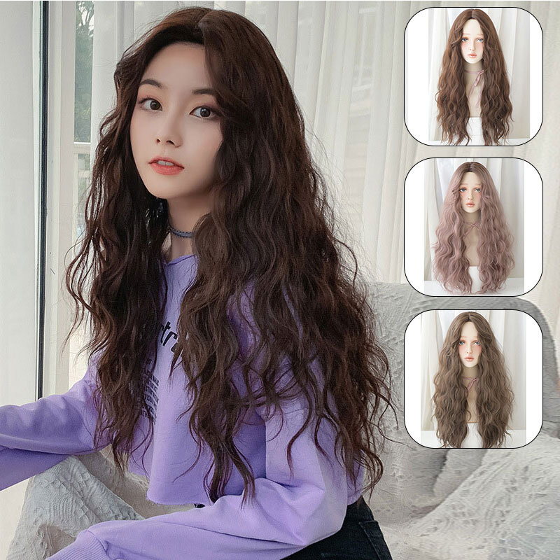Stylish Fluffy Natural Wigs Wavy Curls for Women 63CM Heat-Resistant Fiber Hair Wig Glueless Ready To Wear for Daily Party Use