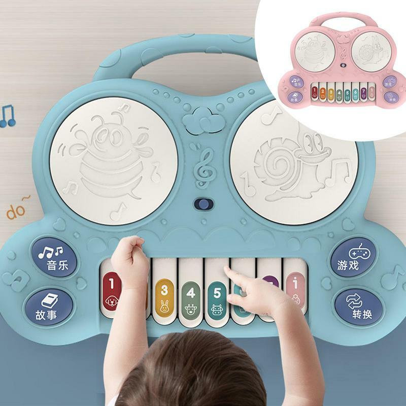 Kids Piano And Drum Set Early Educational Montessori Toys For Boys And Girls Hand Eye Coordination Musical Toy For Kids Girls