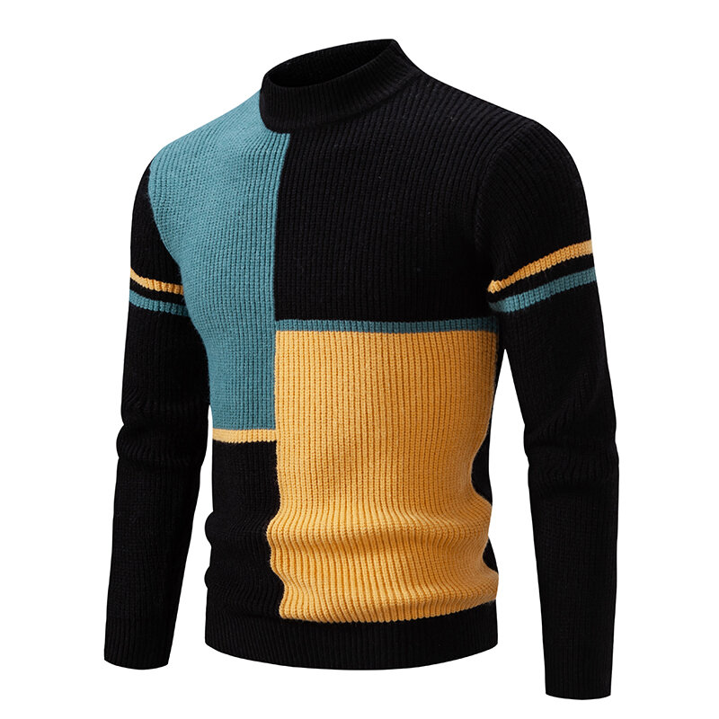 Suéter de cuello cálido para hombre, Jersey de punto, Tops informales, ropa de otoño e invierno, nuevo