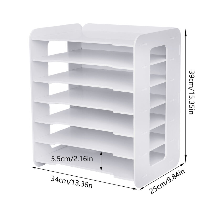 7 Tier Desktop Organizer Paper File Holder Document Storage Rack Office Shelf Organizer for Home Office School Supplies