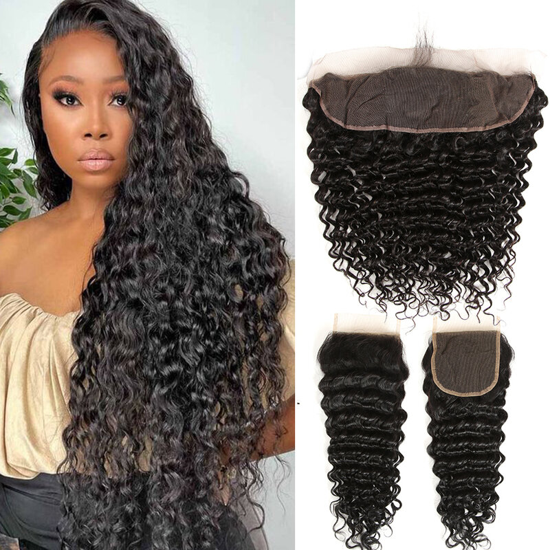 Brazilian Loose Deep Wave Bundles with Closure Long Deep Wave Bundles With Frontal Wholesale Deep Curly Frontal Free Shipping