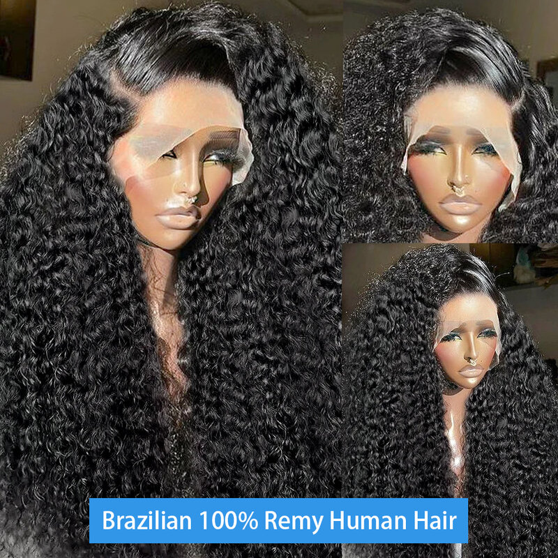 Peluca Frontal de onda profunda para mujer, cabello humano rizado con encaje Frontal, HD, prearrancado, transparente, 30 pulgadas, 13x4, 13x6