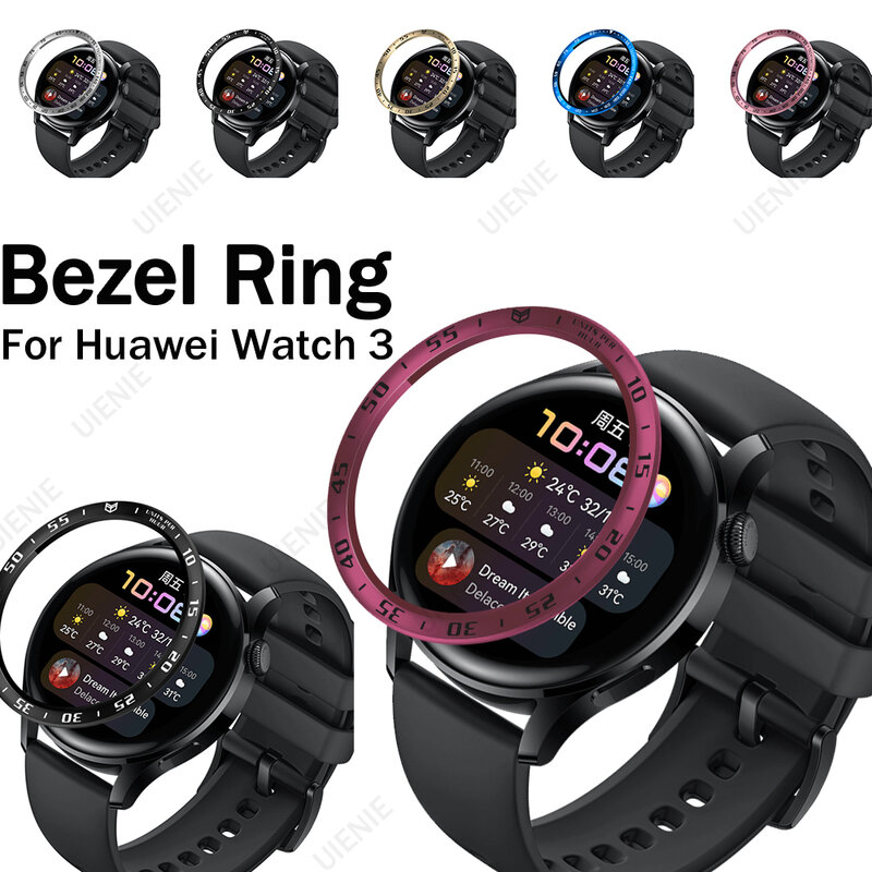 Cubierta de marco de bisel de reloj de aleación de aluminio para Huawei Watch 3, anillo de Metal antiarañazos, accesorios de reloj inteligente, Protector anticaída