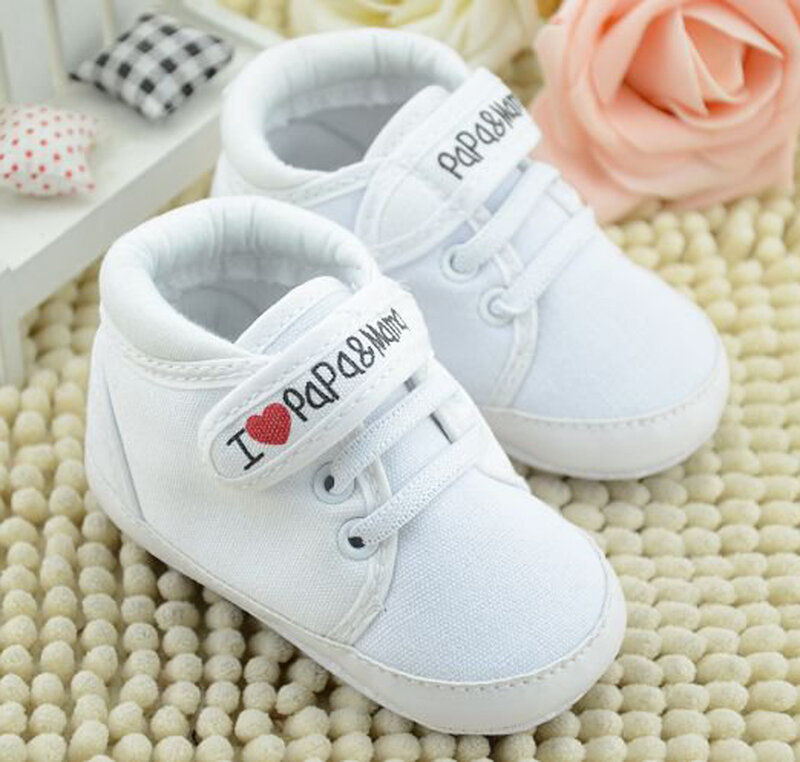 Alta qualidade 11-13cm bonito infantil da criança sapatos de bebê menina menino macio sola sneaker prewalker primeiro walker berço esporte 0-18 meses
