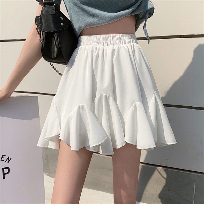 Deeptown-Mini saia elegante de babados feminina, estilo coreano, renda Fairycore, shorts doces, kawaii, patchwork plissado, saias casuais