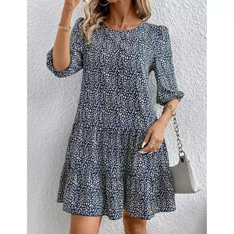 Summer Fashion Half Sleeve Floral Dress Women 2024 O-neck Loose Casual Comfortable Vacation Dresses For Women Vestidos