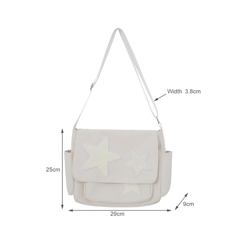 Bolsa Crossbody de veludo para mulheres, estampa estrela, sacola casual, capacidade grande simples, bolsa de ombro, bolsa de viagem escolar para meninas