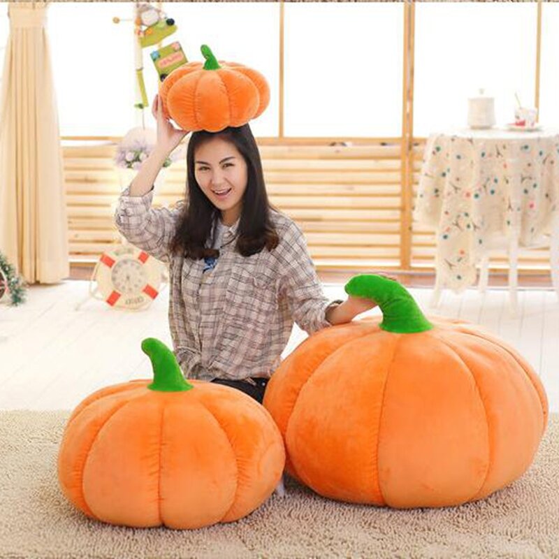 New Halloween Decor Realistic Pumpkin Plush Toys Cute Stuffed Plant Dolls Plushie Throw Pillow Sofa Cushion Home Halloween Decor