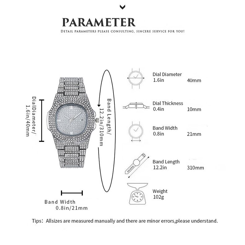 Diamentowy zegarek męski Kegllect inkrustowany zegarki kwarcowe z kalendarzem europejskim i styl amerykański