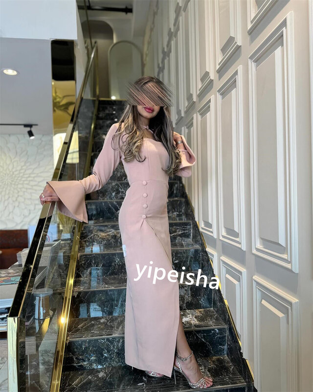 فستان شاطئ بأزرار مكشكش من Jiayigong للنساء ، فساتين متوسطة الطول على شكل حرف A-line ، ياقة عالية ، مناسبة مخصصة ، ثوب المملكة العربية السعودية