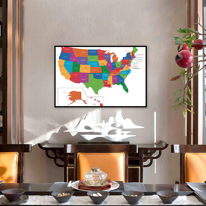 Карта Соединенных Штатов 84*59 см, Настенные Декоративные плакаты, Нетканая Картина на холсте, принты без рамы, домашний декор, школьные принадлежности