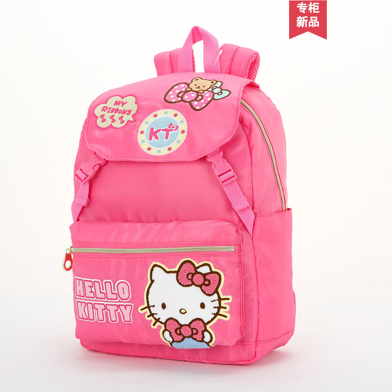 Sanrio Hello Kitty Student Schoolbag, desenho animado, casual e leve, grande capacidade, almofada de ombro, mochila infantil, novo